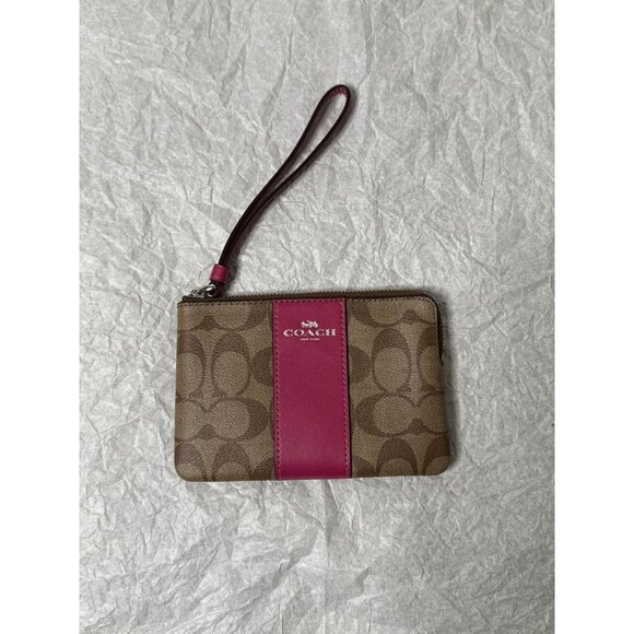 Wallet Coach Wallet Brown & Pink Monogram Canvas Leather - Picture 2 of 12